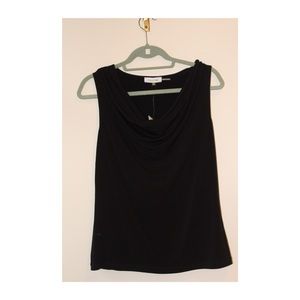 Cowl neck, matte jersey sleeveless tank